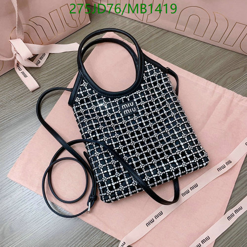 Miu Miu Embellished Leather Mini Tote Bag - Elegant Crossbody Handbag