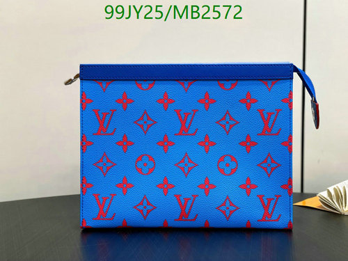 Louis Vuitton Blue Monogram Coated Canvas & Leather Clutch Bag 27x21x6CM