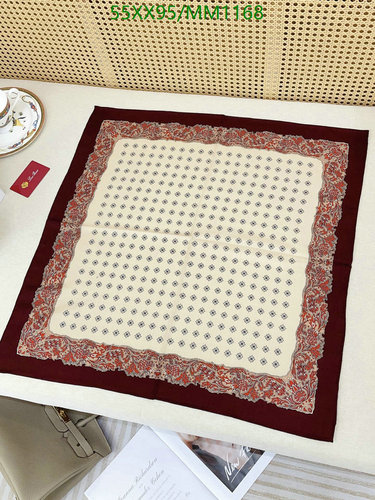 Loro Piana Silk Scarf 65x65CM - Elegant Paisley & Dotted Design MM1168