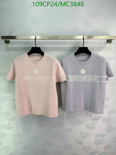 Dior Women's Star Knit T-Shirt | Short Sleeve, Round Neck, Casual Top