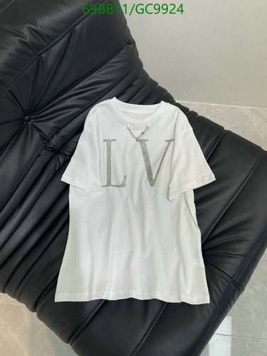 Louis Vuitton White Cotton T-Shirt with Crystal Embellished LV Logo