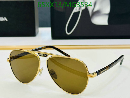 Prada MG3534 Gold Aviator Sunglasses Brown Lens - Size: 57-15-145