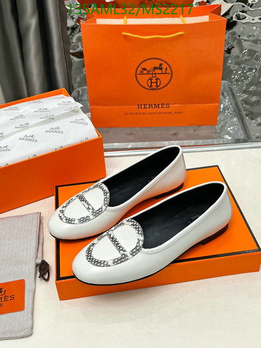 Products 9 Hermes Women's White Sheepskin Ballet Flats with Iconic Chain Detail