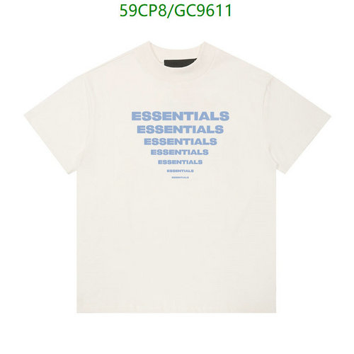 Essentials Fear Of God Cream T-Shirt with Blue Logo Print