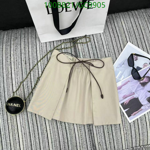 Chic Loewe Cotton Pleated Mini Skirt with Drawstring Waist - GC9905
