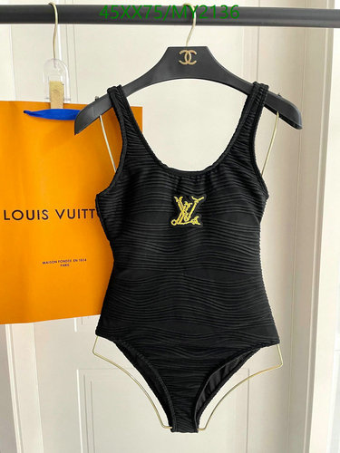 Louis Vuitton Women's Black Embossed Monogram One-Piece Swimsuit for Summer