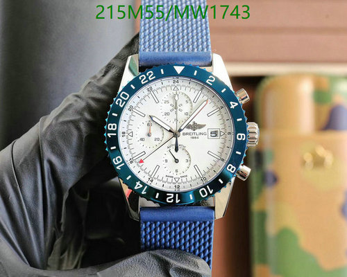 Breitling Automatic Chronograph Watch - Stainless Steel with Blue Strap