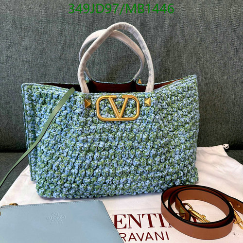 Valentino Garavani Crochet Raffia Tote Bag with VLogo Signature & Studs
