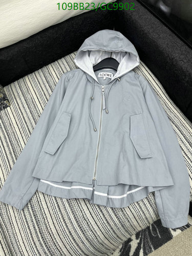 Loewe Women's Casual Gray Cotton Hooded Jacket - Lightweight & Stylish