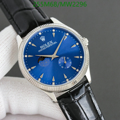 Rolex Oyster Perpetual Automatic Watch - Blue Dial, Stainless Steel, Leather Strap