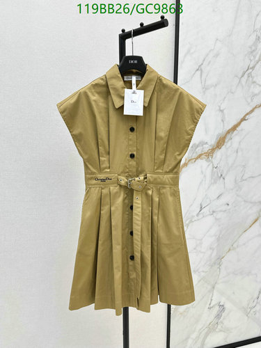 Dior Women's Cotton Belted Shirt Dress - Elegant & Versatile Khaki Mini Dress