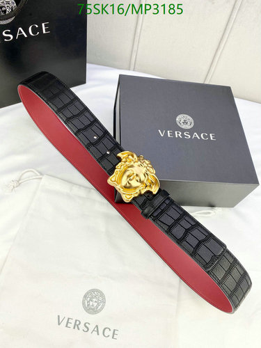 Versace Men's Croc-Embossed Cowhide Leather Belt with Medusa Buckle