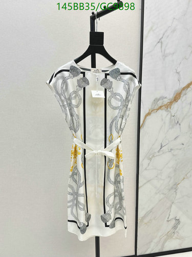 Hermes Luxurious Silk Mini Dress with Belted Waist and Elegant Print