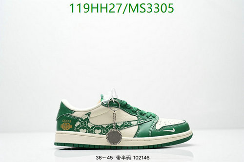 Air Jordan 1 Low x Gucci: Stylish Green & White Unisex Sneakers for Everyday Wear