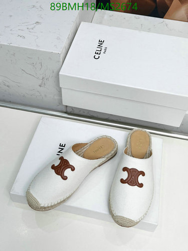 Celine Women's White Leather Triomphe Espadrille Mules - Comfortable & Stylish