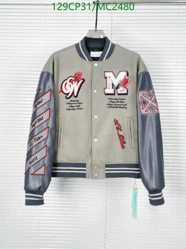 Products 5 Off-White Varsity Bomber Jacket with Embroidered Patches and Leather Sleeves
