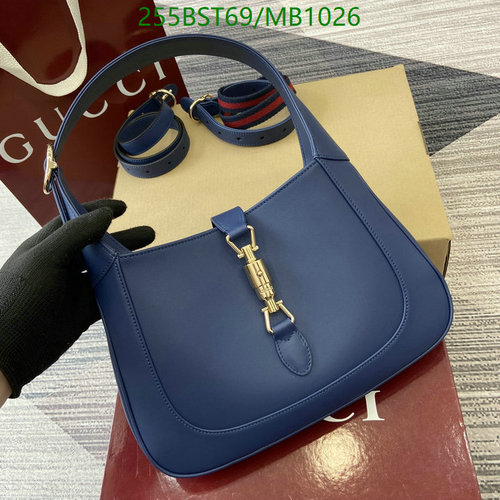 Gucci Jackie 1961 Small Shoulder Bag in Blue Leather with Gold-Tone Hardware