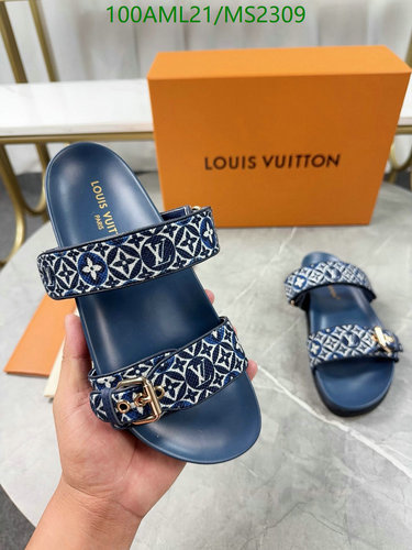 Louis Vuitton Monogram Denim Mule Sandals for Unisex - Comfortable & Stylish 4 Louis Vuitton Monogram Denim Mule Sandals for Unisex - Comfortable & Stylish