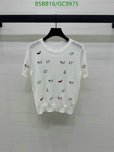 Thom Browne Women's Tencel Knit Top - Short Sleeve Crew Neck with Playful Motifs