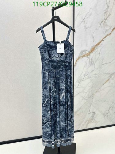 Dior Women's Toile de Jouy Sleeveless Dress - Elegant Blue Motif