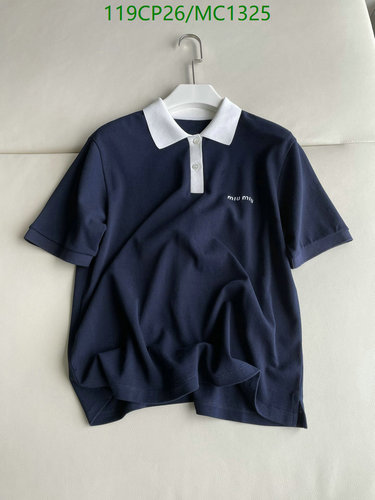 Miu Miu Women's Classic Navy Polo Shirt with White Collar & Embroidered Logo