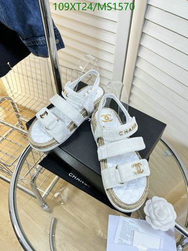 Chanel Women's White Velvet & Sheepskin Sandals with Leather Sole