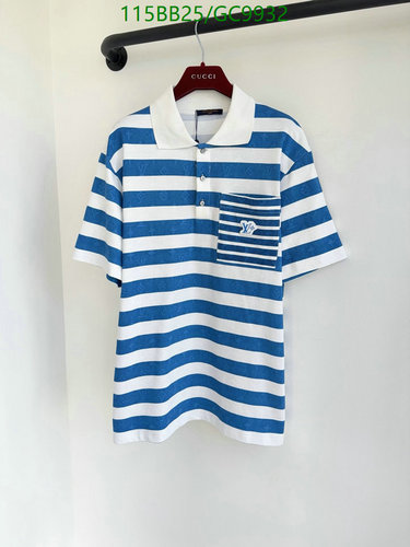 Louis Vuitton Striped Cotton Polo Shirt with Monogram Pocket - Blue & White