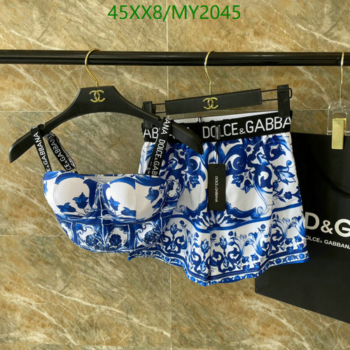 Dolce & Gabbana Maiolica Print Two-Piece Swimsuit for Women - Blue & White
