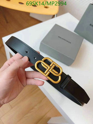 Balenciaga BB Buckle Leather Belt for Women - Black Cowhide, 3.0CM Width