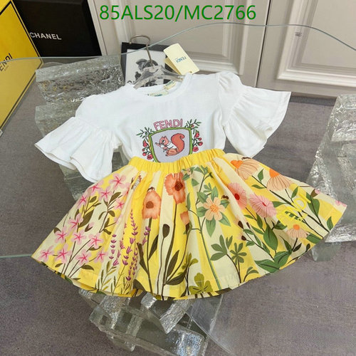 Fendi Kids' Squirrel & Floral Print T-Shirt & Skirt Set - White & Yellow 4 Fendi Kids' Squirrel & Floral Print T-Shirt & Skirt Set - White & Yellow