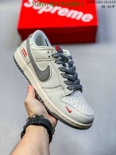 Nike x Supreme Dunk Low OG QS Sneakers - Neutral Grey/White - MS6816