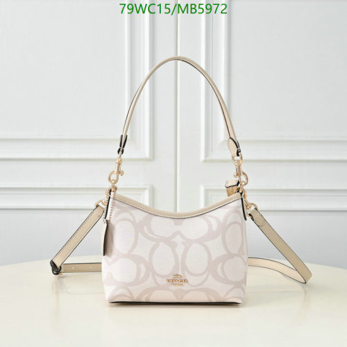 Coach MB5972 Cream White PVC & Leather Shoulder Bag, 19 x 15 x 8 cm