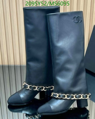 Elegant Chanel Women's Black Leather Boots with Chain Detail - EU35-EU41