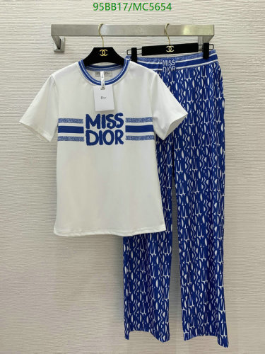 Miss Dior Women's Cotton Pajama Set - White & Blue, Sizes S-M-L