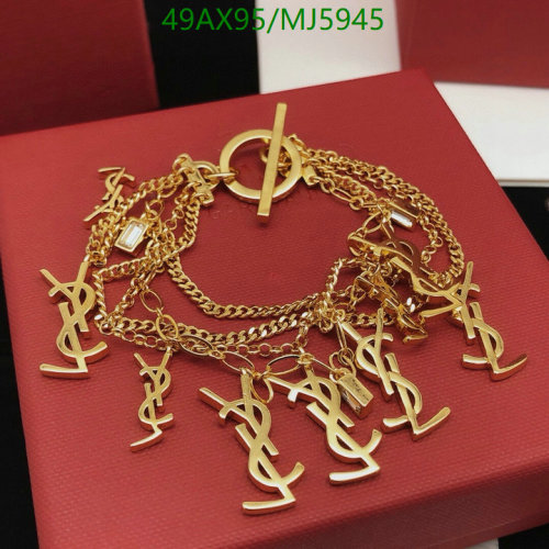 Yves Saint Laurent Gold-Tone Multi-Chain Bracelet with YSL Logo Charms