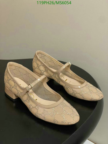 Gucci Women's MS6054 Beige Sheepskin & Leather Mary Jane Heeled Ballet Flats