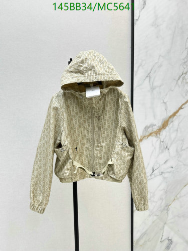 Dior Women's Beige All-Over Logo Print Hooded Jacket, Polyester, Size S-M-L