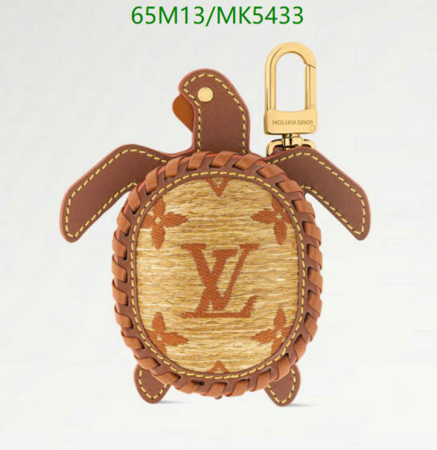 Louis Vuitton Turtle Key Chain Pendant, Brown Leather and Signature Canvas