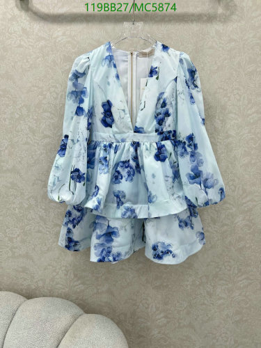 Zimmermann Floral Print Mini Dress V-neck Cotton Blend Blue, Sizes S-L