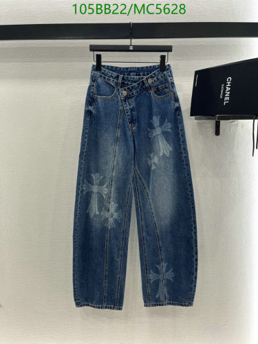 Chrome Hearts Cotton Jeans with Cross Detail - Casual Style, Sizes S-M-L