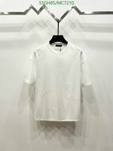 Louis Vuitton Men's White Cotton T-Shirt with Embossed Monogram Pattern - S to XL