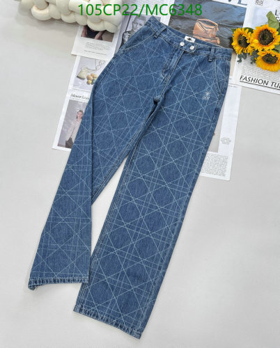Dior Oblique Pattern Blue Cotton Jeans Straight Leg, Sizes S-L