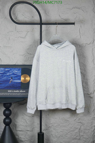 Christian Dior Grey Cotton Hoodie, Casual Pullover Sweatshirt, Sizes S-XL