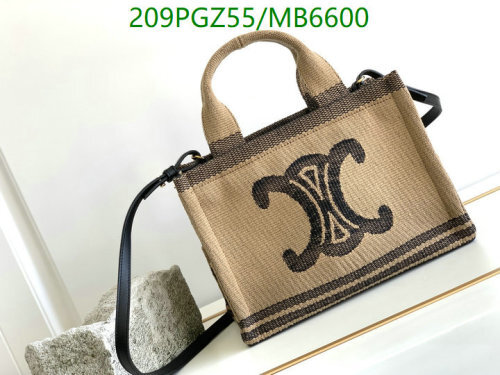 Celine Small Vertical Cabas Tote Bag in Triomphe Embroidery with Strap