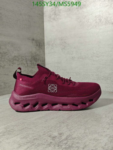 Loewe Women's Flow Runner Sneakers in Burgundy Technical Knit Fabric