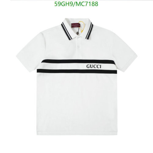 Gucci Men's White Cotton Polo Shirt with Black Stripe Detail - Size S to XL