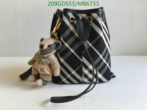 Burberry Canvas & Leather Bucket Bag with Signature Check Pattern - Stylish & Compact