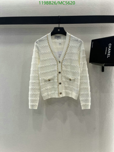 Chanel Women's Wool Knit Cardigan - Elegant V-Neck with Chain Detail