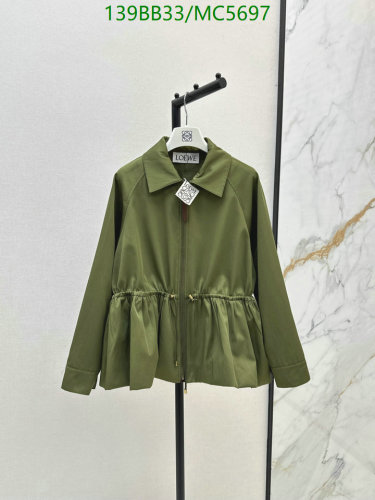 Loewe Women's Green Polyester Jacket with Drawstring Waist - Sizes S, M, L