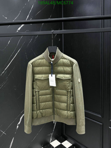 Moncler Men's Olive Green Down Jacket with Knit Sleeves - Sizes 1-5